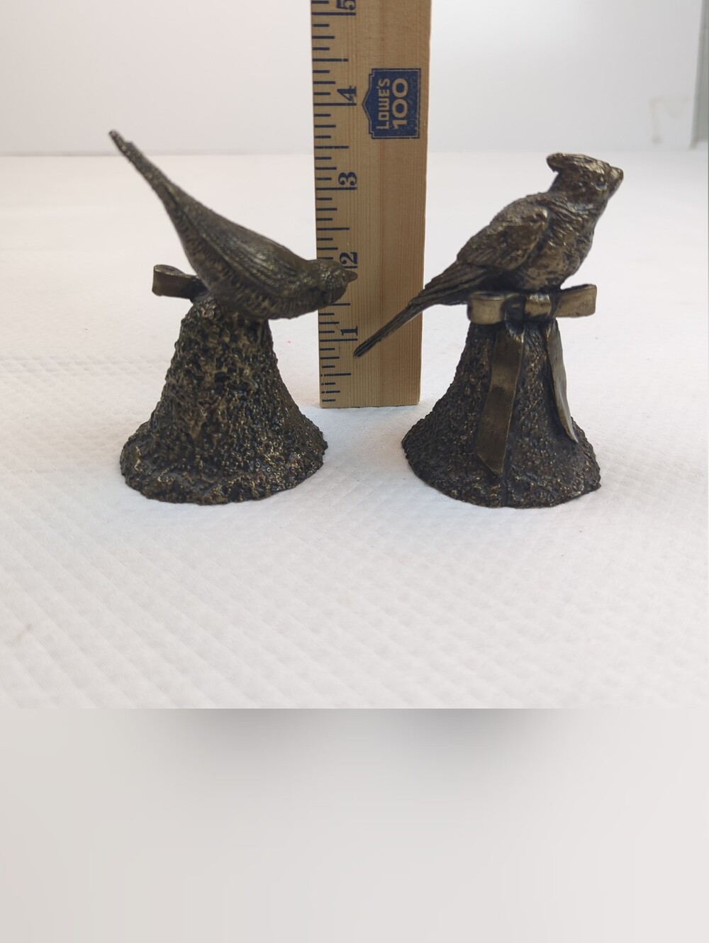 Bronze Cardinal Bird Bell By Wally Shoop 1985 & Bronze Sparrow 1984 No Bell